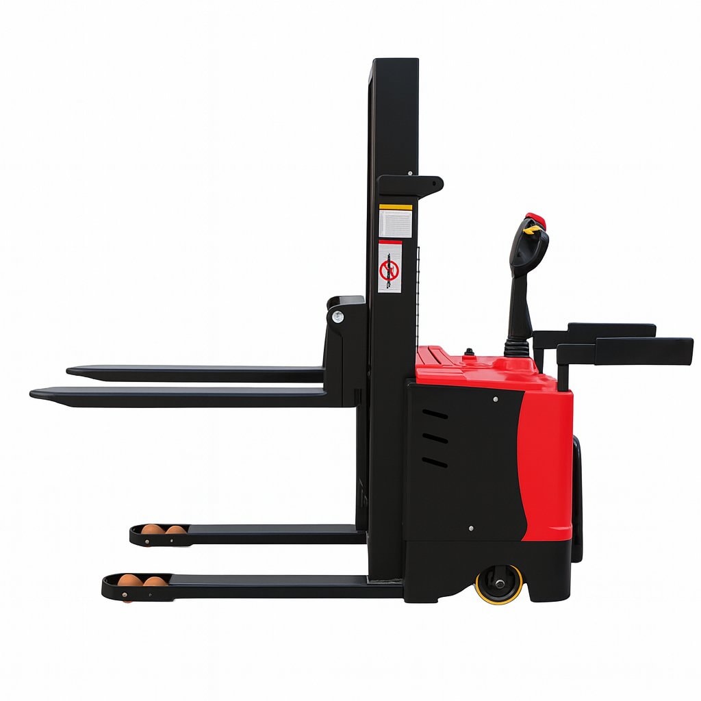 2 Ton Stand-Driving Electric Forklift Stacker | 24V Lithium Battery | Adjustable Fork | Compact Warehouse Lifter 2.5m - BAS Kuwait Bab Al Saif