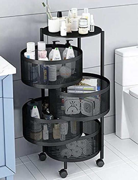 4 Layer Rack with wheels (roud shaped) - BAS kuwait Bab Al Saif Black Standard