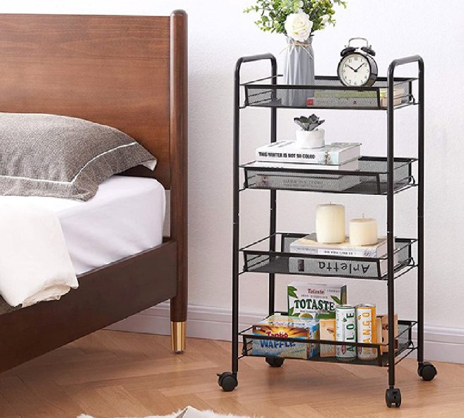 4 Layer Storage Rack with wheels (rectangle shaped) - BAS kuwait Bab Al Saif Black 85 × 26 × 44 cm
