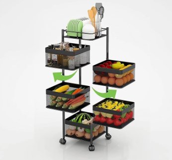 5 layer Rack with Wheels (Square shaped) - BAS Kuwait Bab Al Saif Black 5 Layer