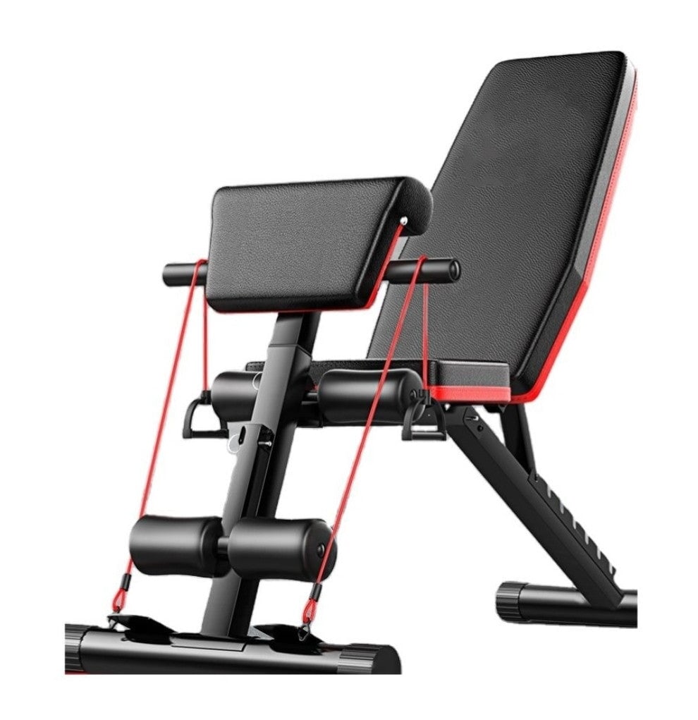 Adjustable Weight Bench with Resistance Band I Foldable gym Bench - BAS Kuwait Bab Al Saif Standard Without Fitting