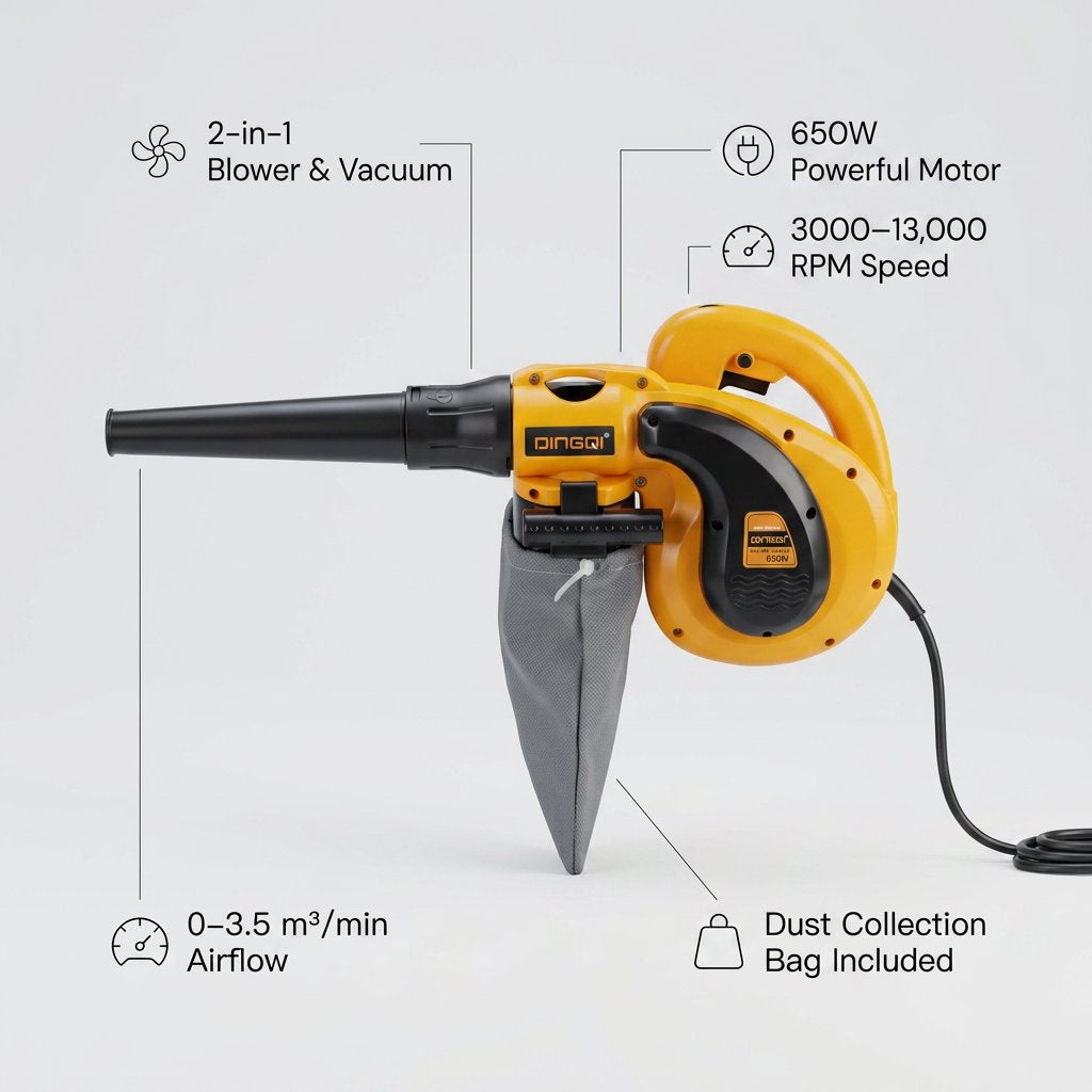 Air Blower And Electric Vacuum 2 in 1 Leaf Blowers Machine 650W DINGQI BRAND - BAS Kuwait Bab Al Saif
