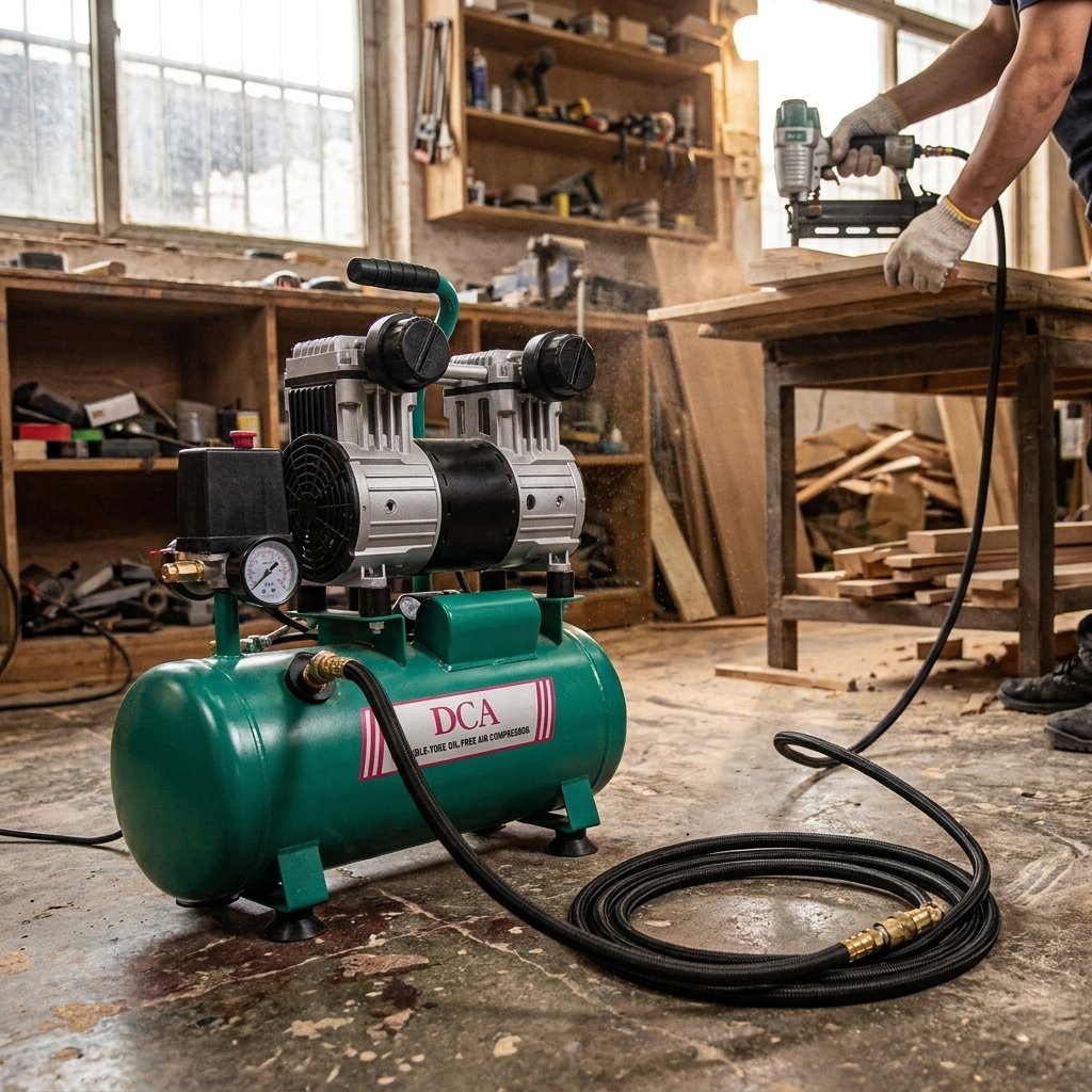 Air Compressor Oil Free Silent 1000W DCA Brand - BAS Kuwait Bab Al Saif