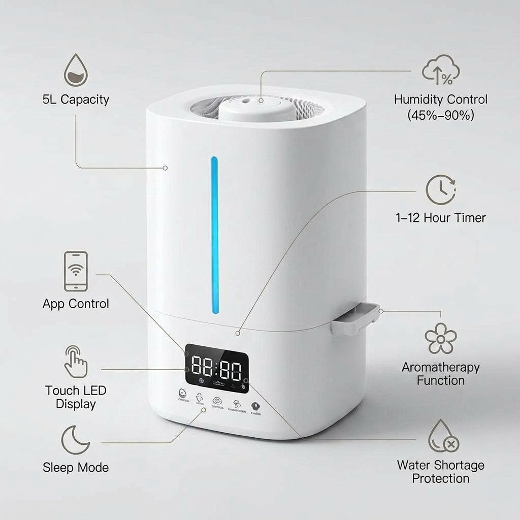 Air Humidifier Ultrasonic 5L- BAS Kuwait Bab Al Saif
