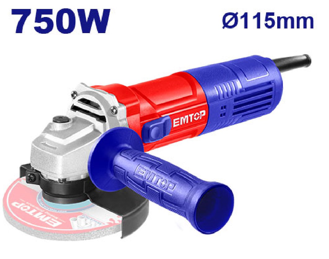 Angle grinder 750W EMTOP BRAND - BAS Kuwait Bab Al Saif Red 115mm