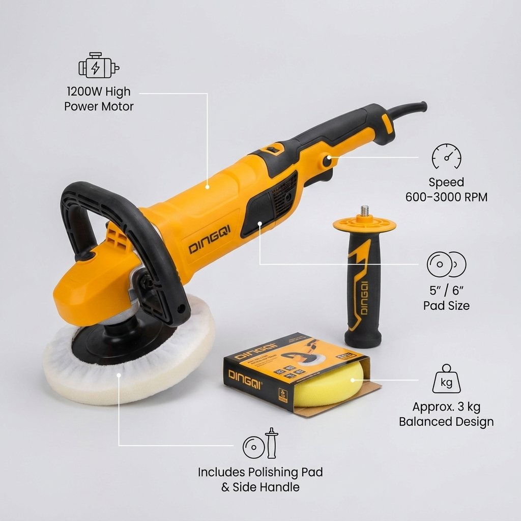 Angle Polisher 1200W for Car Polishing Dingqi Brand - BAS Kuwait Bab Al Saif