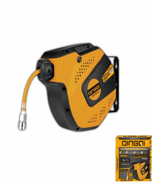 Automatic Air hose Reel 20m DINGQI BRAND - BAS Kuwait Bab Al Saif Yellow Standard
