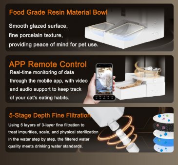 Automatic Cat Feeder 2 in 1 Pet Food and Water Fountain Wifi APP Control Smart with Camera 1080p Recording - BAS Kuwait Bab Al Saif