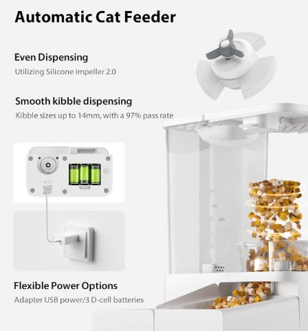 Automatic Cat Feeder 2 in 1 Pet Food and Water Fountain Wifi APP Control Smart with Camera 1080p Recording - BAS Kuwait Bab Al Saif