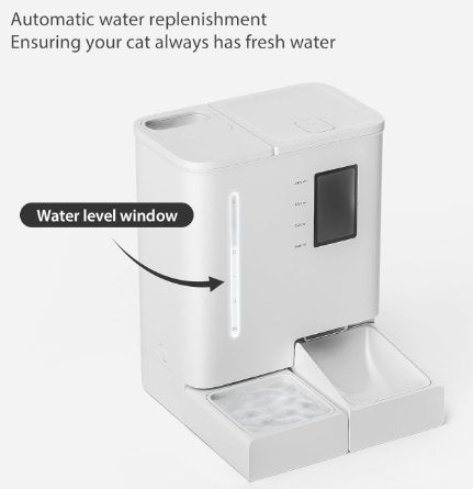 Automatic Cat Feeder 2 in 1 Pet Food and Water Fountain Wifi APP Control Smart with Camera 1080p Recording - BAS Kuwait Bab Al Saif