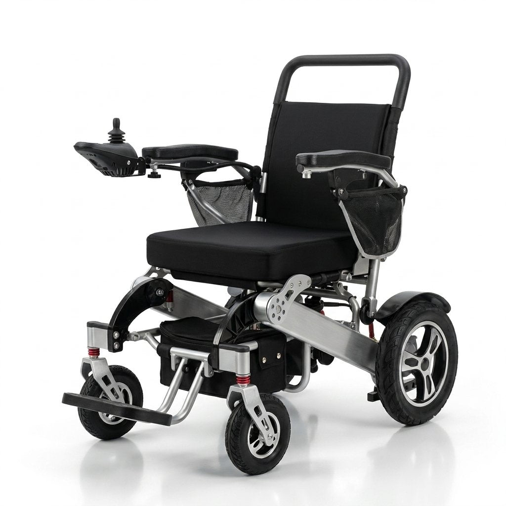 Automatic Folding Aluminium Electric Mobility Chair with Remote Control 150kg capacity | Dual 250W Motors Bab Al Saif