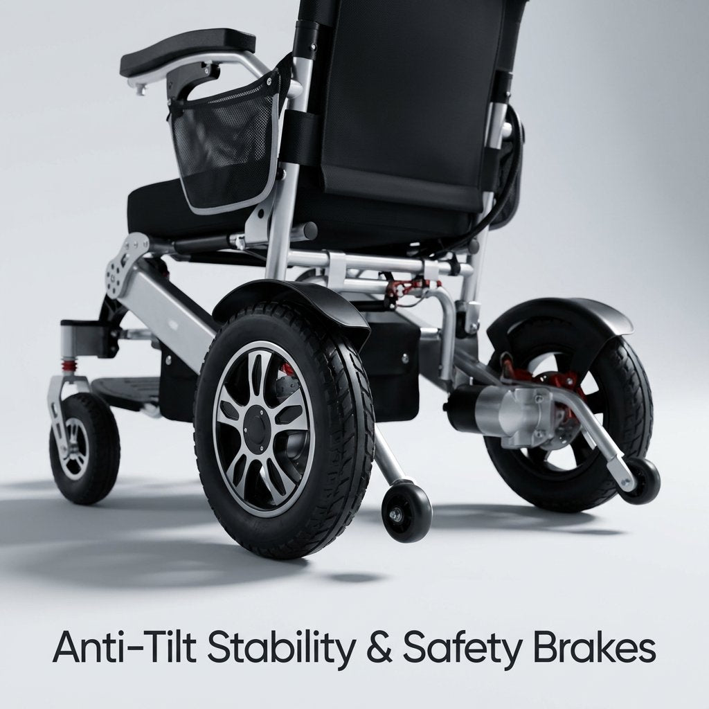 Automatic Folding Aluminium Electric Mobility Chair with Remote Control 150kg capacity | Dual 250W Motors Bab Al Saif