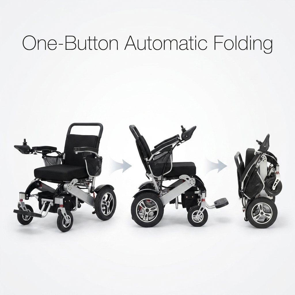 Automatic Folding Aluminium Electric Mobility Chair with Remote Control 150kg capacity | Dual 250W Motors Bab Al Saif