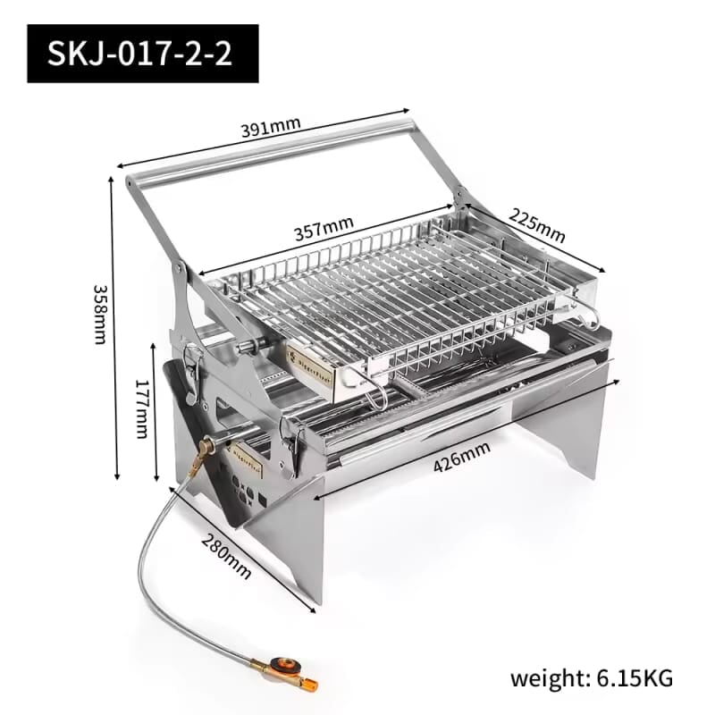 BBQ Grill Charcoal & Gas Flip Type | Stainless Steel 42x28x35cm | BAS Kuwait Bab Al Saif