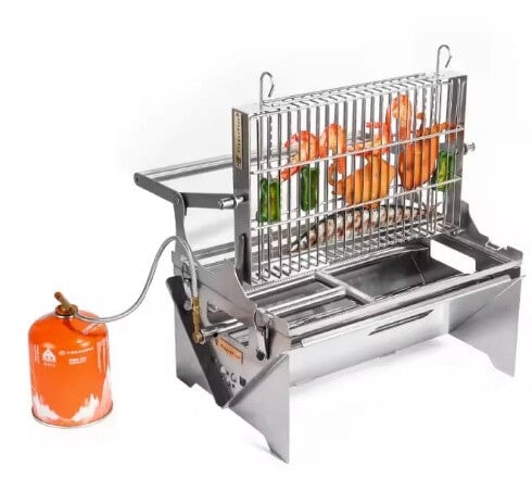 BBQ Grill Charcoal & Gas Flip Type | Stainless Steel 42x28x35cm | BAS Kuwait Bab Al Saif