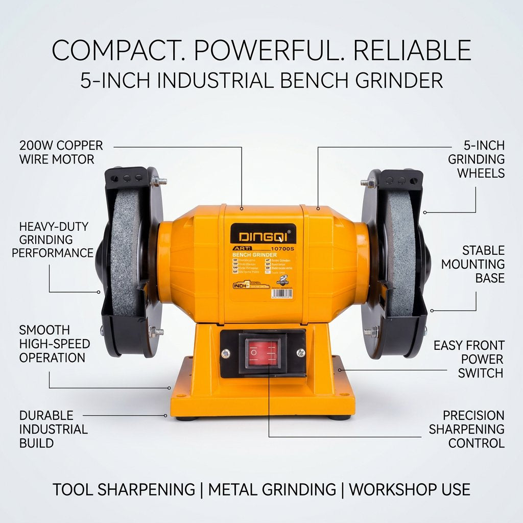Bench Grinder 5" Copper Wire Electric Mini Industrial DINGQI BRAND - BAS Kuwait Bab Al Saif
