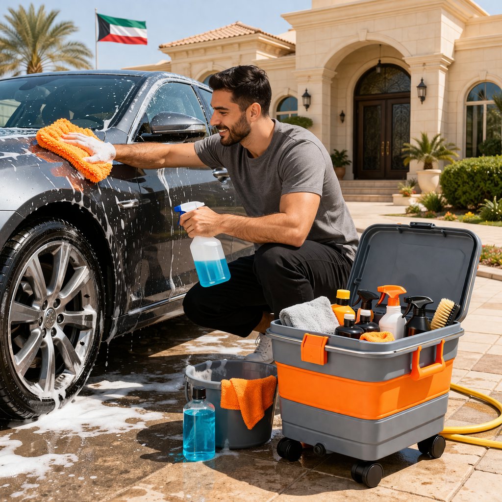 Car Cleaning Storage Bucket With Wheels Adjustable - BAS Kuwait Bab Al Saif