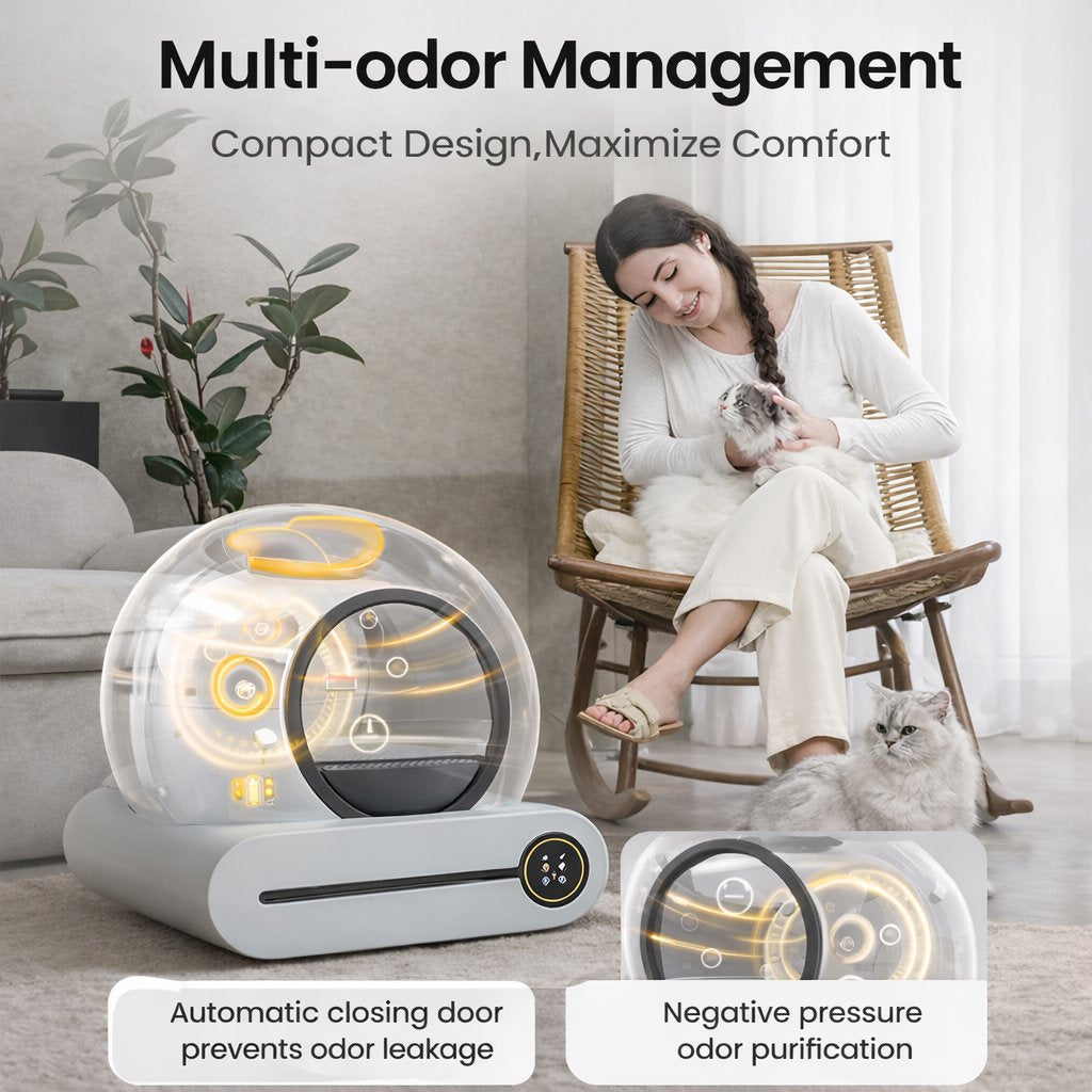 Cat Litter Box Smart Automatic Hygienic For Pet Cats 65L - BAS Kuwait Bab Al Saif