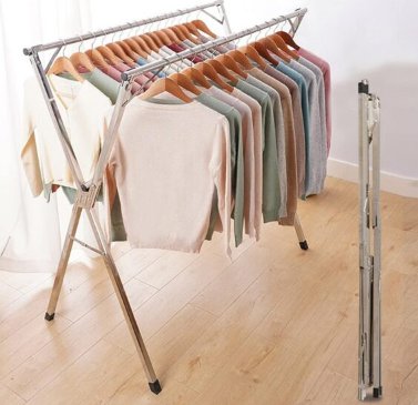Clothes Drying Hanger Stand Stainless Steel Rack - BAS Kuwait Bab Al Saif silver 160 – 200 × 66 cm × 128 cm