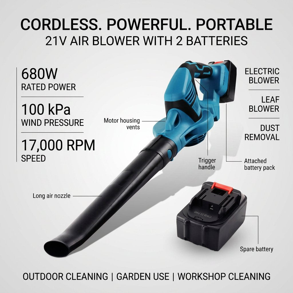 Cordless Air Blower 21V With 2 Batteries - BAS Kuwait Bab Al Saif