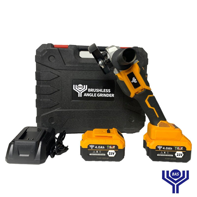 Cordless Angle Grinder 20 V with 2 batteries - BAS Kuwait Bab Al Saif Yellow 21 V