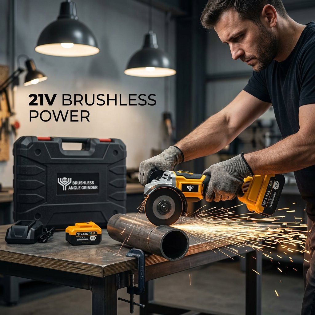 Cordless Angle Grinder 21V with 2 batteries - BAS Kuwait Bab Al Saif