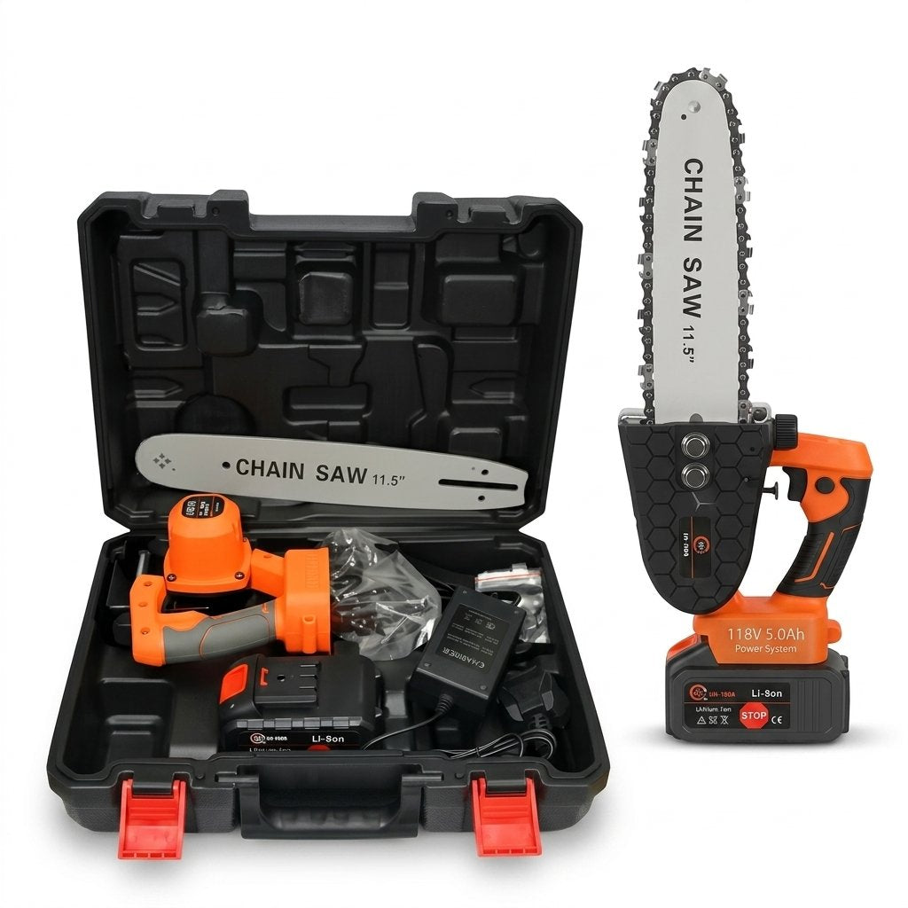Cordless Chain Saw 12" brushless with 2 batteries - BAS Kuwait Bab Al Saif