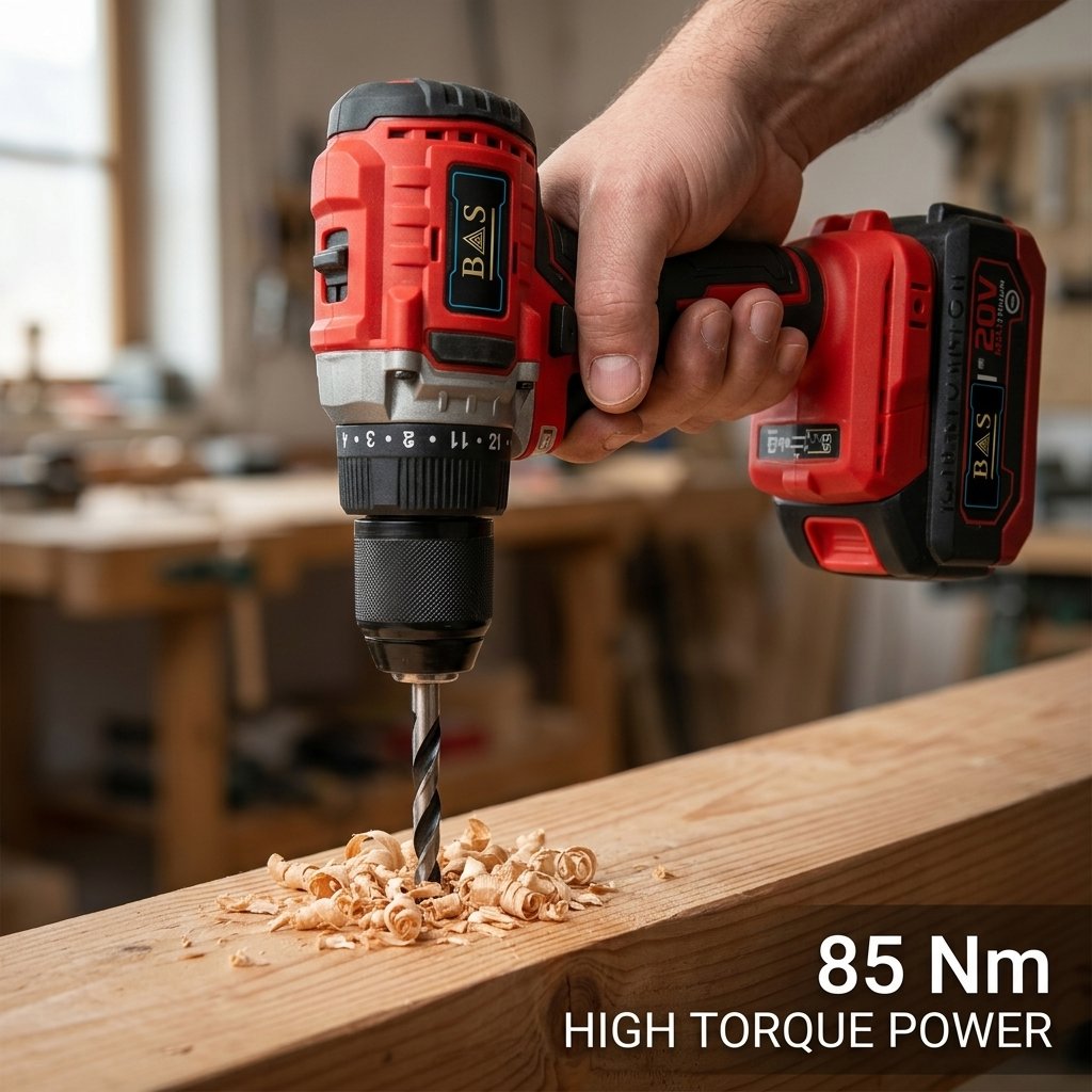 Cordless Drill 13mm 20V with 2 batteries , Brushless Motor - BAS Kuwait Bab Al Saif