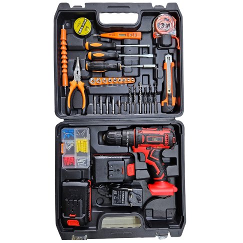 Cordless Drill 20v with tools set - BAS Kuwait Bab Al Saif Red Standard