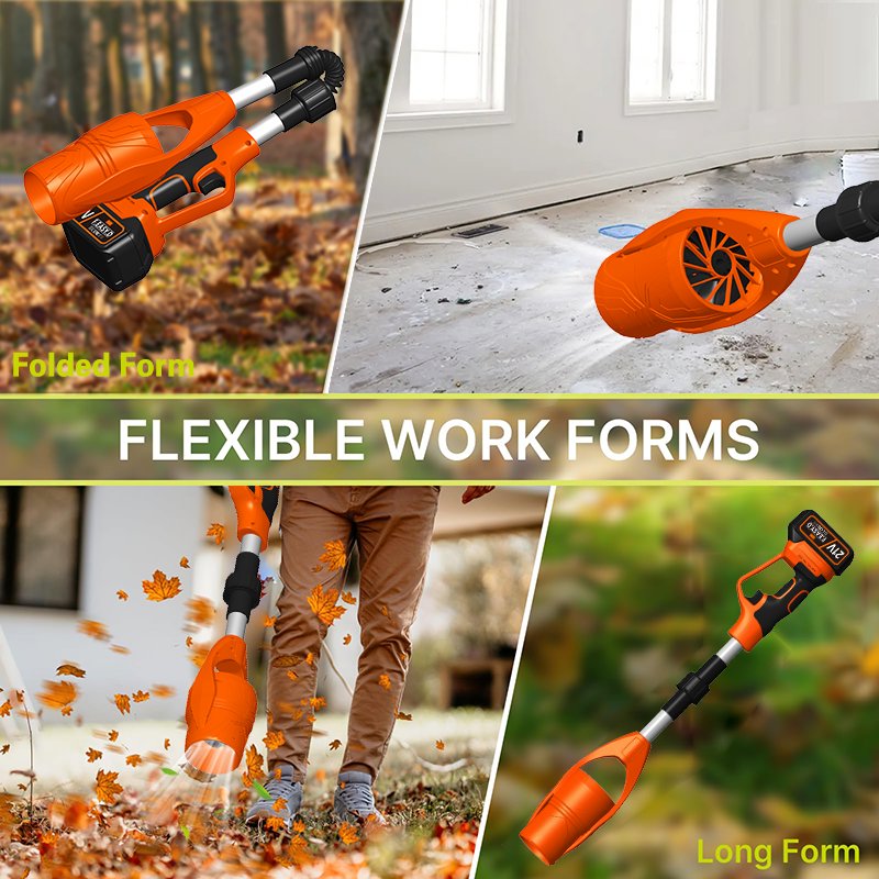 Cordless Electric Leaf Blower Foldable 400W – Portable 21V Battery Air Blower for Lawn, Garden, Snow & Leaf Cleaning - BAS Kuwait Bab Al Saif