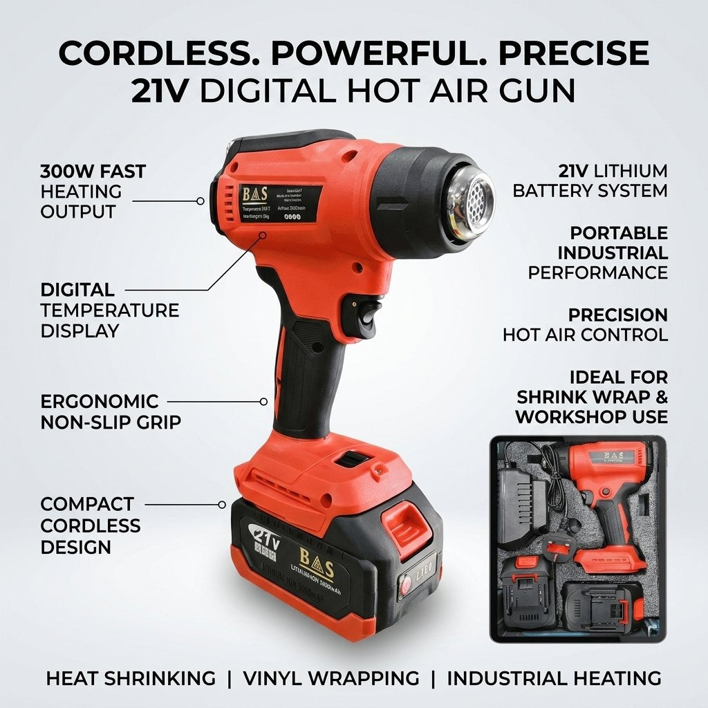 Cordless Hot Air Gun with Digital display I heat Gun 20v - BAS Kuwait Bab Al Saif