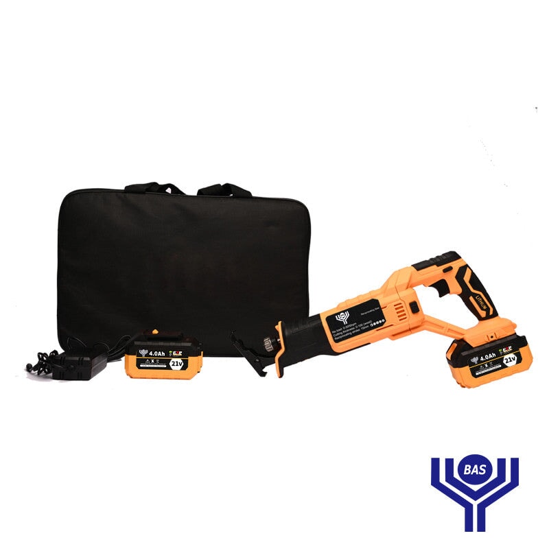 Cordless Reciprocating Saw 20 V with 2 batteries - BAS Kuwait Bab Al Saif Orange 21 V