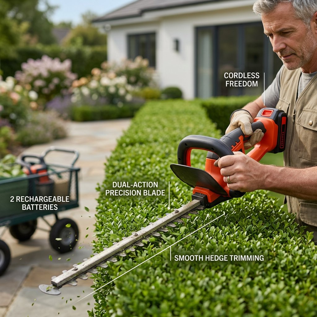 Cordless Wireless Hedge Trimmer with 2 batteries - BAS Kuwait Bab Al Saif