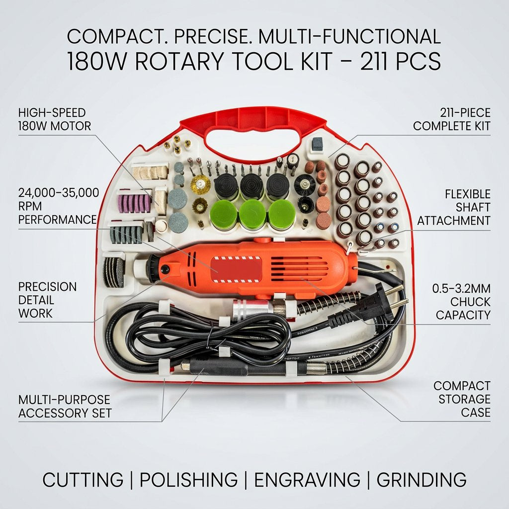 Die Grinder I Rotary Tool kit I Mini Grinder I Multi-tool Kit (211 PCS) 180W - BAS Kuwait Bab Al Saif