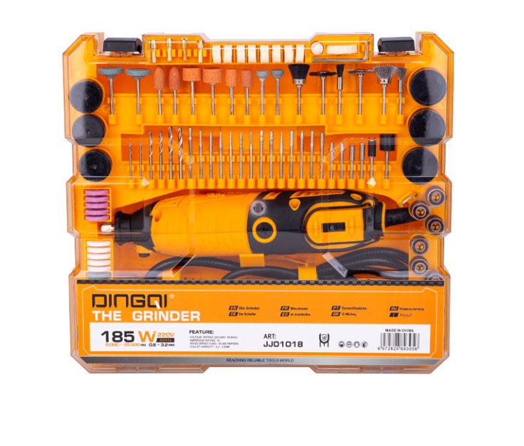 Die Grinder I Rotary Tool kit I Mini Grinder set I Multi-tool Kit 185W DINGQI BRAND - BAS Kuwait Bab Al Saif Yellow Standard