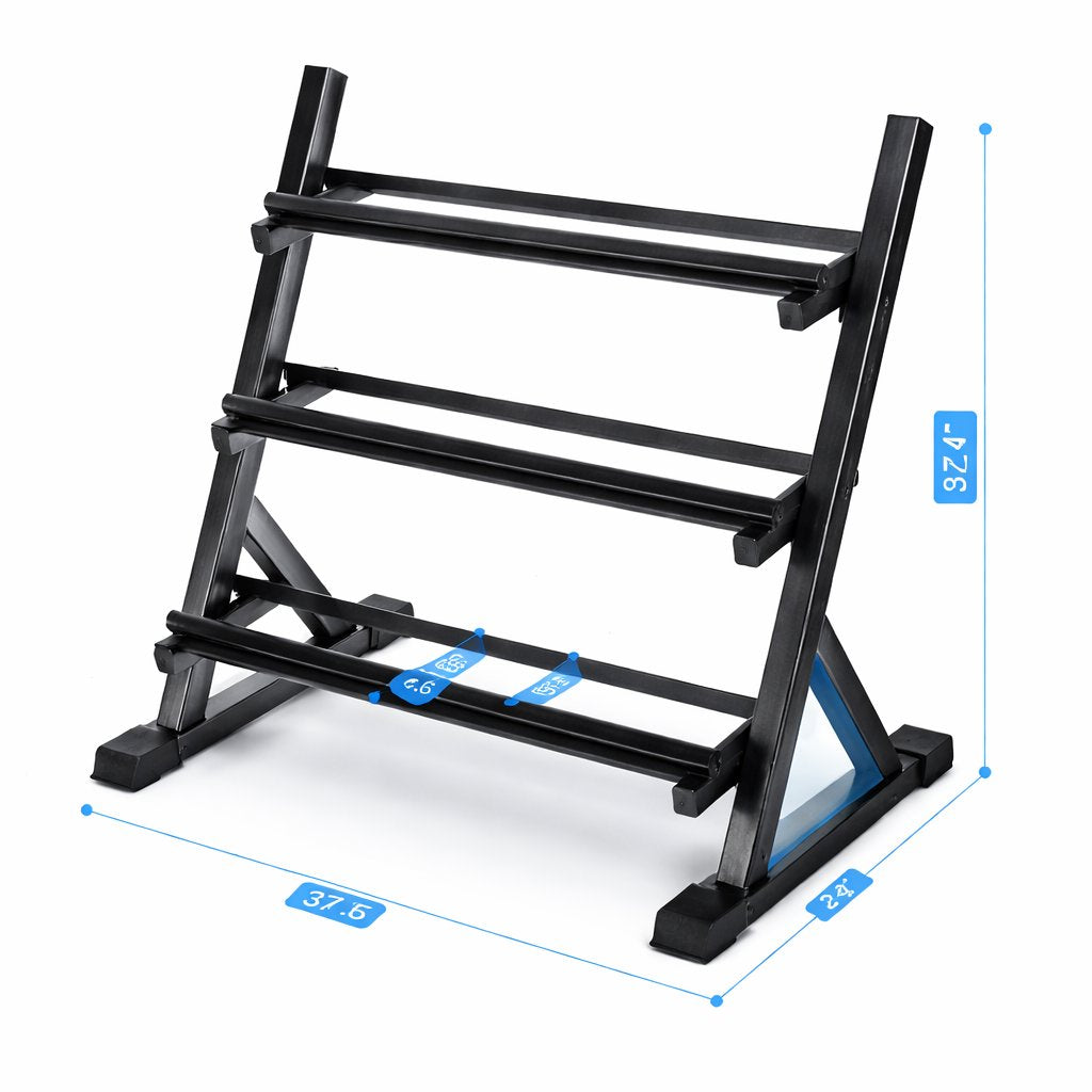 Dumbbells stand I 3 Tier Gym Weights rack 300kg Capacity - BAS Kuwait Bab Al Saif