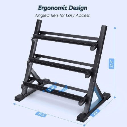 Dumbbells stand I 3 Tier Gym Weights rack 300kg Capacity - BAS Kuwait Bab Al Saif