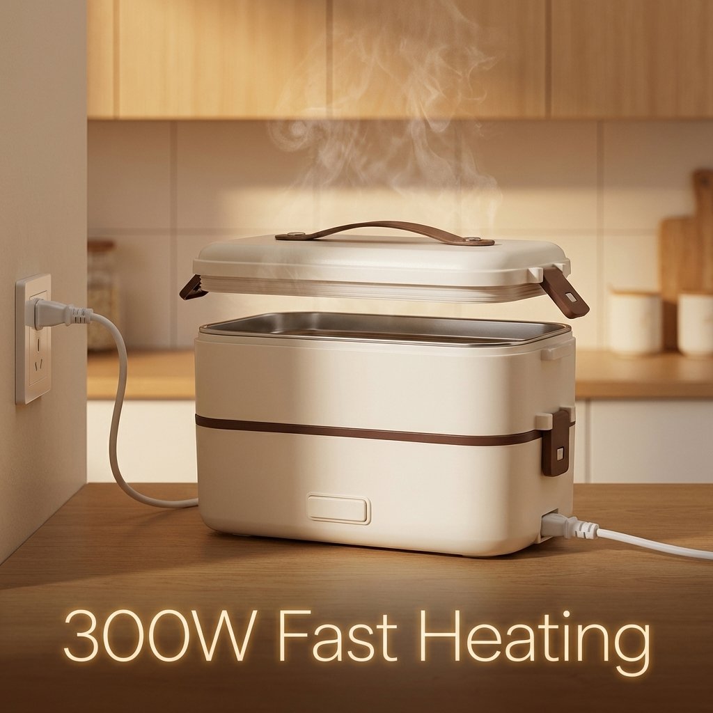Electric Heating Lunch Box Stainless Steel 3 in 1 Office School 300W - BAS Kuwait Bab Al Saif