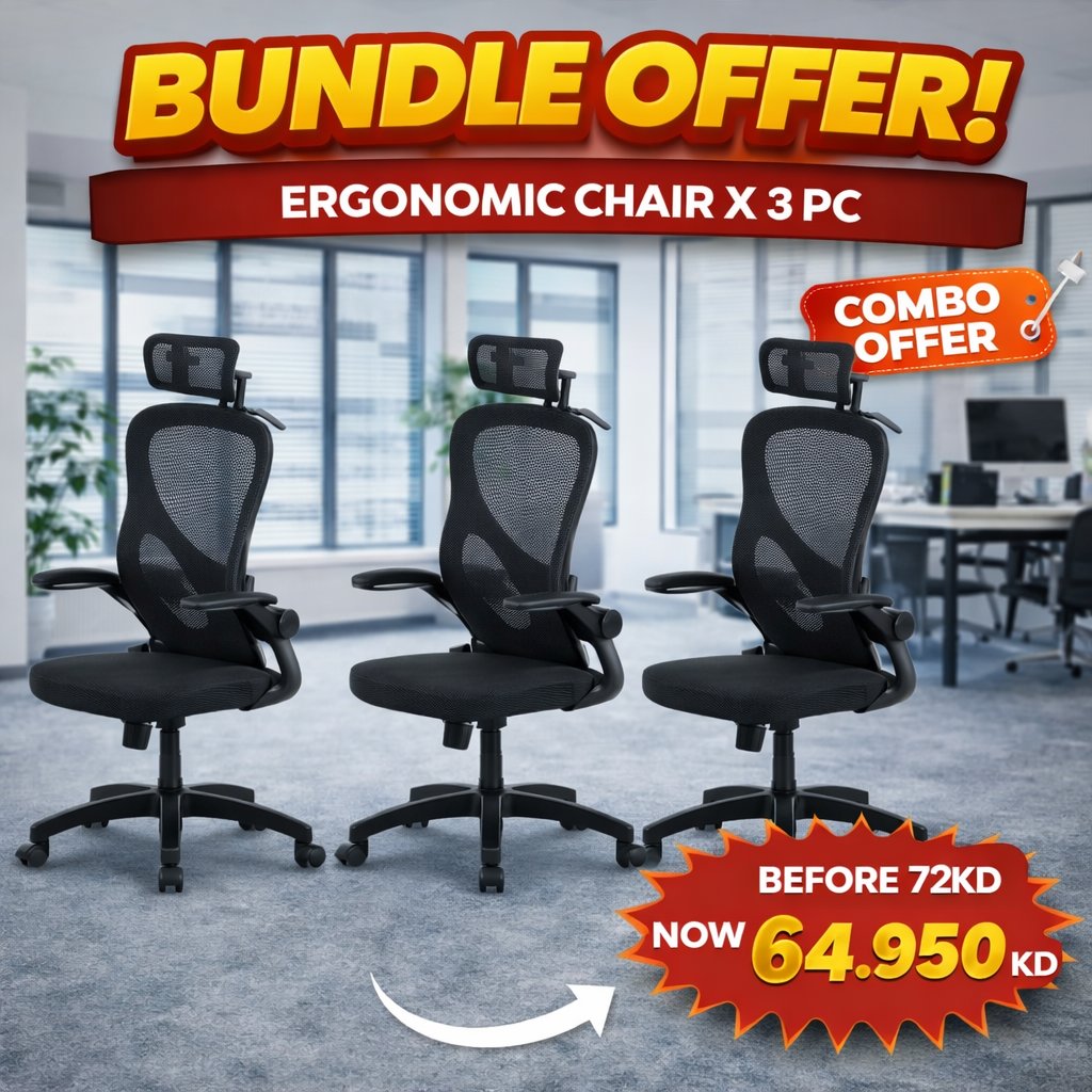 Ergonomic Chair with Coat Hanger (3 pcs COMBO) Value Pack - BAS Kuwait Bab Al Saif Office chair x 3PC