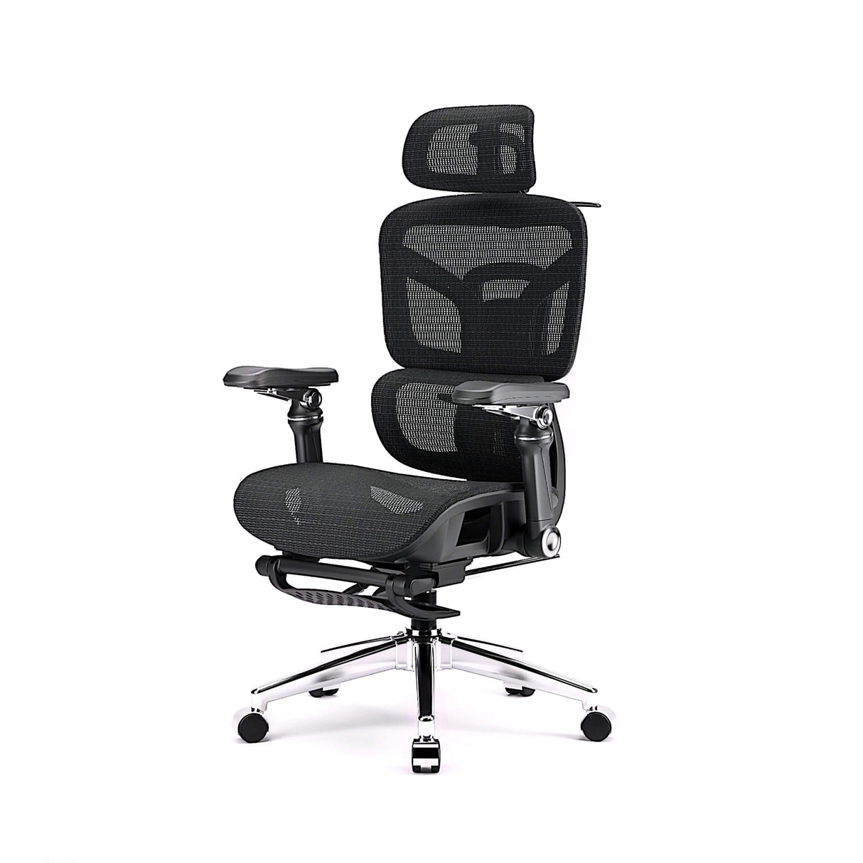 Ergonomic Office Chair with Footrest | Full Mesh, Lumbar Support, Reclining - BAS Kuwait Bab Al Saif