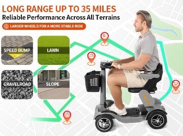 Foldable 4-Wheel Electric Mobility Chair Scooter Foldable – 350W Detachable Seat 60km Range Digital Screen - BAS Kuwait Bab Al Saif