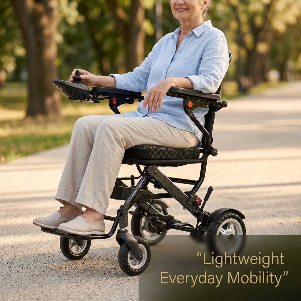 Foldable Electric Mobility Chair with Remote Control 120kg capacity | Lightweight Aluminium Travel Chair - BAS Kuwait Bab Al Saif