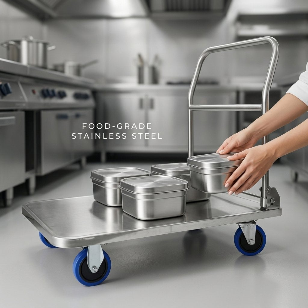 Foldable Hand Trolley 300 Kg Stainless Steel grade 304 / platform Hand Truck food grade - BAS Kuwait Bab Al Saif