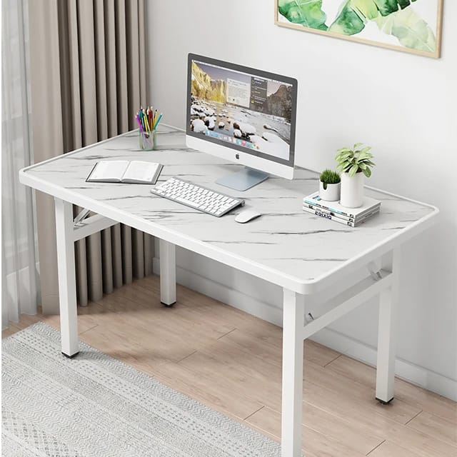 Folding Table Desk for Home or Office use I Study table I Dining table - BAS Kuwait Bab Al Saif White 120 × 60 × 75 cm