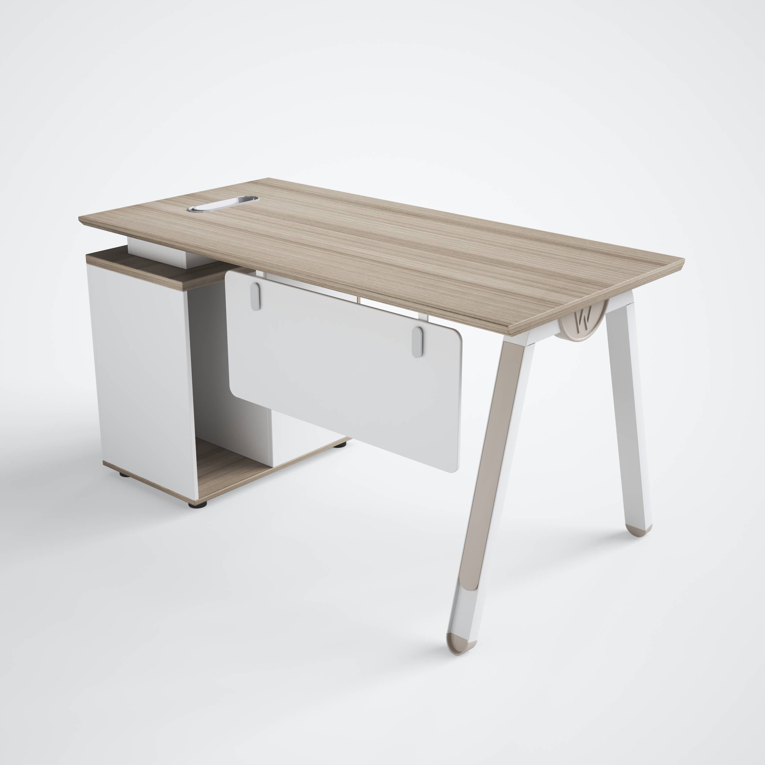 Folding Table Desk for Office - Modern Office Workstation Desk with Mobile Drawer Cabinet - BAS Kuwait Bab Al Saif
