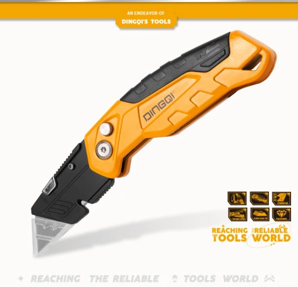 Folding Utility Knife Blade Cutter Heavy Duty Alloy steel blade handle design office use Industrial Use DINGQI BRAND - BAS Kuwait Bab Al Saif Standard Standard