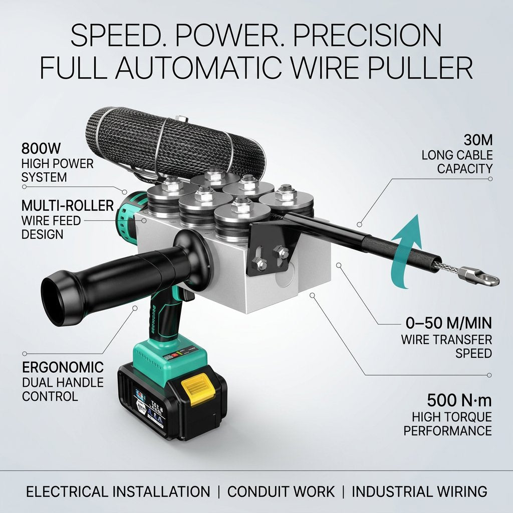 Full automatic electric concealed wire puller 800W | 30m cordless wire pulling tool - bas kuwait Bab Al Saif