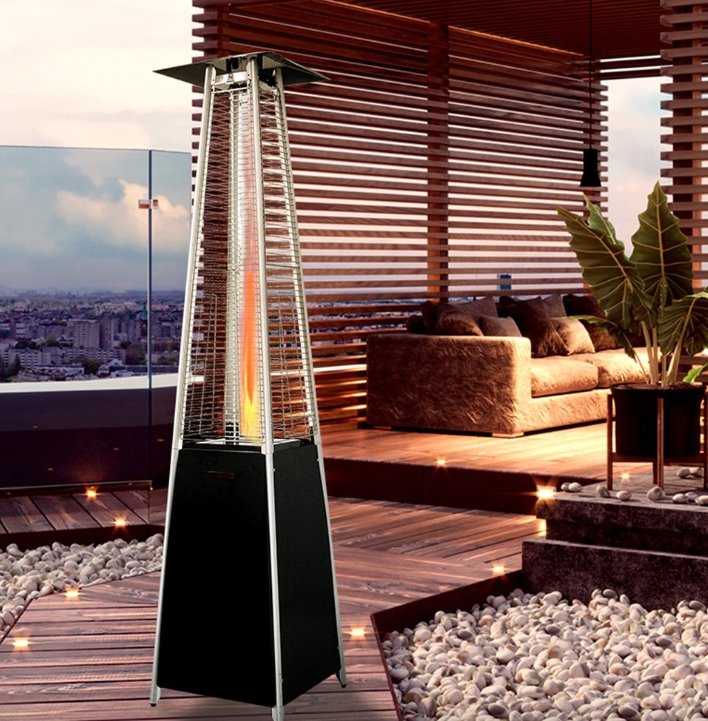 Gas Heater Glass Tube Pyramid I Outdoor Patio Flame 1300W - BAS Kuwait Bab Al Saif Standard Standard