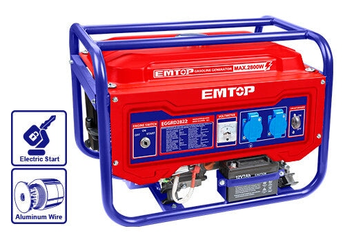 Gasoline Generator 2800W EMTOP BRAND {key start} - BAS Kuwait Bab Al Saif Red Standard