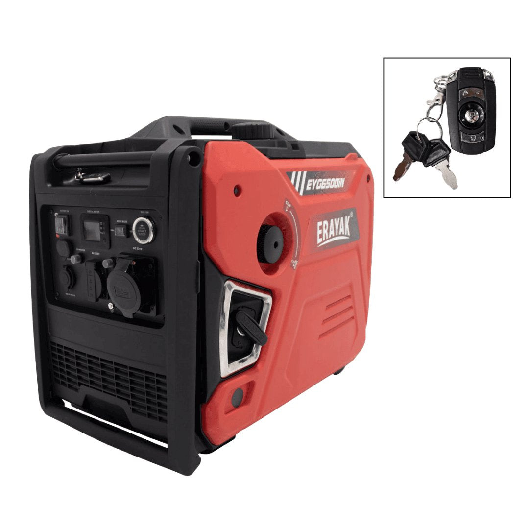 Gasoline Generator 5500W/5100W SILENT with Remote Start, AVR, Overload Protection & Electric Starter - BAS Kuwait Bab Al Saif Red EYG6500iN